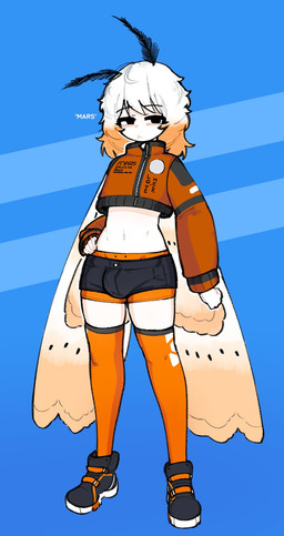 bottomwear boxer_briefs clothing crop_top femboy flat_stomach footwear hair hotpants legwear male messy_hair shirt shoes shorts simple_background small_waist solo text thigh_highs topwear underwear white_body white_skin wings probablyavv mars_(probablyavv) arthropod humanoid insect lepidopteran moth 2025 hi_res