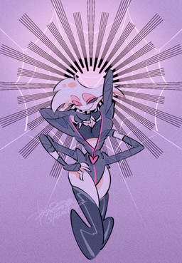 4_arms clothed clothing male multi_arm multi_limb one_eye_closed solo yasutak1192 hazbin_hotel hellaverse angel_dust arachnid arthropod demon humanoid spider absurd_res hi_res