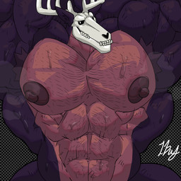 abs anthro antlers armpit_fetish armpit_hair armpit_tuft barazoku biceps big_muscles bodily_fluids body_hair bone chest_hair hairy horn huge_muscles male muscular muscular_anthro muscular_arms muscular_male musk musky_armpit musky_body nipples pecs skull skull_head sweat sweatdrop sweaty_body logan_dreadwood american_mythology indigenous_north_american_mythology mythology north_american_mythology wendigo hi_res