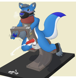 animal_genitalia anthro balls bdsm blue_body blue_fur blush bodily_fluids bondage bound cock_stocks cum cumshot ejaculation erection fur gag gagged genital_fluids genitals grey_body grey_fur hair lock male muzzle_(object) muzzled nude orgasm padlock penis prostate_orgasm prostate_stimulation restraints simple_background solo stocks submissive tail white_body white_fur scottydoesstuff umbrawolf canid canine canis mammal wolf 2022 absurd_res digital_media_(artwork) hi_res