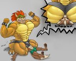 anthro balls_outline big_butt bulge butt detailed_bulge dominant dominant_male duo facesitting facesitting_in_underwear forced genital_outline male male/male muscular sitting_on_another size_difference smothering silversketch mario_bros nintendo star_fox bowser fox_mccloud canid canine fox koopa mammal scalie 5:4