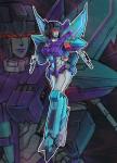 decepticon female glowing glowing_eyes lips machine not_furry red_eyes smile solo wide_hips radegunde hasbro takara_tomy transformers slipstream_(transformers) cybertronian humanoid living_machine robot seeker_(transformers) digital_media_(artwork)