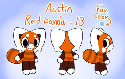 anthro fur male markings orange_body orange_fur simple_background solo standing stated_age stated_young text white_markings young young_anthro young_male brainrotter101 austin_(brainrotter101) ailurid mammal red_panda english_text model_sheet