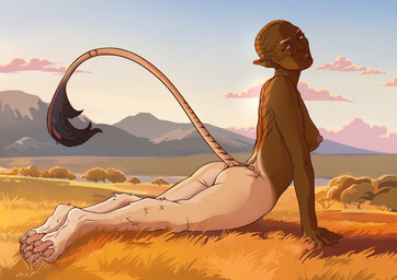 4_toes 5_fingers acacia_tree all_fours areola back_tattoo bald bald_female bedroom_eyes blue_sky breasts brown_claws brown_markings brown_stripes brown_tattoo butt claws cloud countershade_butt countershade_feet countershade_fur countershade_legs countershading dark_body dark_skin digitigrade eyebrows eyelashes facial_tattoo feet female female_humanoid finger_claws fingers fur fur_tuft gradient_sky grass green_body green_skin grey_tail_tuft grey_tattoo grey_tuft grin grinning_at_viewer head_tattoo hindpaw humanoid_pointy_ears iris leg_tuft legs_together light_body light_fur lips long_tail looking_at_viewer markings medium_breasts mountain multicolored_body multicolored_butt multicolored_feet multicolored_fur multicolored_legs narrowed_eyes neck_tattoo nipples nude nude_female nude_humanoid on_grass on_ground orange_eyes outdoor_nudity outside pawpads paws pink_areola pink_lips pink_nipples pink_pawpads plant pointy_ears pose pupils raised_tail savanna seductive sky smile smiling_at_viewer solo split_form straight_arm straight_legs striped_markings striped_tail stripes tail tail_markings tail_tattoo tail_tuft tan_body tan_eyebrows tan_fur tan_tail tan_tuft tattoo tattoo_on_head toes tree tribal tribal_tattoo tuft two_tone_butt two_tone_feet two_tone_legs white_body white_countershading white_fur white_sclera white_sky white_toes white_tuft hijen khiladarah animal_humanoid felid felid_humanoid humanoid lion_humanoid lomibu mammal mammal_humanoid pantherine pantherine_humanoid absurd_res full-length_portrait hi_res pinup portrait