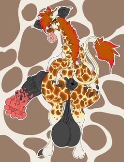 anthro balls big_balls big_breasts big_butt big_penis breasts butt genitals gynomorph huge_balls huge_butt huge_penis intersex penis saggy_balls solo klmsama giraffe giraffid mammal absurd_res hi_res
