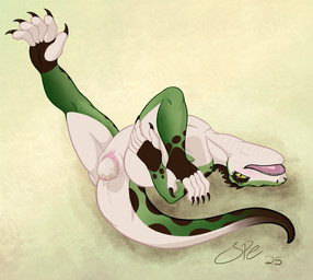 5_fingers 5_toes abstract_background andromorph anthro big_tail bodily_fluids brown_body brown_claws brown_scales claws clitoral_hood clitoris countershading egg erect_clitoris feet finger_claws fingers genital_fluids genitals green_body green_eyes green_scales humanoid_hands inner_labia intersex long_tail looking_at_viewer lying nude nude_andromorph nude_anthro on_back open_mouth open_smile oviposition pecs pink_clitoral_hood pink_clitoris pink_inner_labia pink_tongue pink_vulva pupils raised_leg scales side_view slit_pupils smile snout solo spread_legs spreading tail tail_dimple tan_body tan_countershading tan_outer_labia tan_scales tan_vulva tapering_clitoris tapering_tail teeth thick_tail thick_thighs toe_claws toes tongue urethra vaginal_fluids vaginal_oviposition ventral_scales vulva spe jackiez crested_gecko gecko lizard reptile scalie 2025 absurd_res cel_shading digital_drawing_(artwork) digital_media_(artwork) hi_res procreate_(artwork) shaded signature