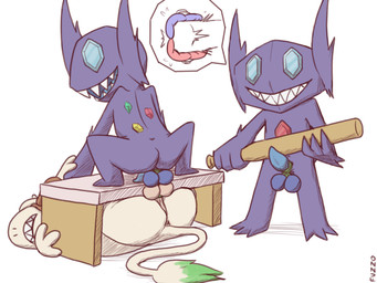 3_toes anthro anus backsack ball_stretching ballbusting balls balls_touching baseball_bat bat_(object) bdsm blue_balls blue_insides blue_penis bondage bound bound_together butt clenched_teeth cock_and_ball_torture crouching dipstick_tail erection feet gem gem_eyes genital_torture genitals group male male/male markings masochism penis penis_bondage presenting_balls purple_body sharp_teeth simple_background smile submissive submissive_male tail tail_markings tan_body teeth tied_balls toes trio voluntary_ballbusting white_background y_anus fuzzo nintendo pokemon generation_2_pokemon generation_3_pokemon pokemon_(species) sableye smeargle 2024 4:3 hi_res
