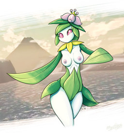 areola breasts cloud eyelashes featureless_hands female flower_(anatomy) green_body leaf_(anatomy) leaf_clothing leaf_panties logo mountain nipples non-mammal_breasts non-mammal_nipples pink_areola pink_eyes pink_nipples plant pseudo_clothing small_breasts solo text water white_body white_skin latiar nintendo pokemon elemental_creature elemental_humanoid flora_fauna generation_8_pokemon hisuian_form hisuian_lilligant humanoid plant_humanoid pokemon_(species) regional_form_(pokemon) 2023 artist_logo artist_name dated hi_res
