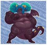 afro anthro attitude belly big_breasts big_tail big_tummy black_body border breasts dark_body dark_skin dragon female full-length_portrait genitals greenzlie hair hi_res huge_tail mythological_creature mythological_scalie mythology nude obese obese_anthro obese_female oil overweight overweight_anthro overweight_female pigtails portrait pose pussy scalie slightly_chubby slightly_chubby_female small_wings solo tail white_border wings