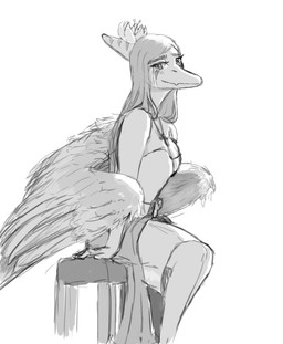 anthro breasts clothed clothing cross cross_necklace feathered_wings feathers female jewelry necklace simple_background small_breasts solo wings no2r0066 cavemanon_studios goodbye_volcano_high ko_op_(game_developer) snoot_game fang_(gvh) prehistoric_species pterosaur reptile scalie absurd_res hi_res monochrome