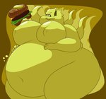 anthro belly big_belly big_breasts big_nipples breasts burger chubby_cheeks female food holding_burger holding_food holding_object huge_belly huge_breasts huge_hips huge_thighs hyper hyper_belly navel nipples obese obese_anthro obese_female overweight overweight_anthro overweight_female solo tentacles thick_thighs wide_hips yellow_body chip_at_night r'yl cephalopod coleoid decapodiform marine mollusk 2021 digital_media_(artwork)