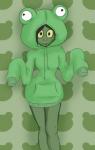 black_hair female green_body green_skin hair solo yellow_eyes victordantes scp_foundation scp-811 amphibian humanoid