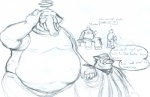 clothed clothing dazed dialogue duo_focus group male male/male obese overweight text trunk tusks jahgo canid canine elephant elephantid mammal proboscidean suid suine sus_(pig) wild_boar english_text graphite_(artwork) traditional_media_(artwork)