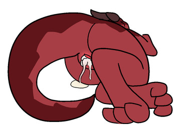 after_sex bodily_fluids butt claws cum cum_in_vagina cum_inside digitigrade excessive_cum excessive_genital_fluids eyes_closed female genital_fluids genitals horn lying nude red_body semi-anthro simple_background solo vulva white_background trout_(artist) kobold reptile scalie 2016 aliasing digital_media_(artwork)