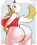 2023 adventure_time anthro bedroom_eyes big_breasts big_butt breast_squish breasts butt cake_the_cat cartoon_network clothing davidsanchan domestic_cat felid feline felis female fionna_and_cake hi_res huge_butt looking_at_viewer looking_back mammal narrowed_eyes one-piece_swimsuit seductive solo squish swimwear thick_thighs
