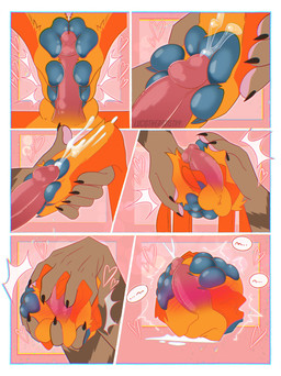 4_toes anthro autofootjob balled balls blush bodily_fluids claws cum cum_on_feet duo erection feet flattened flattening_fetish foot_fetish foot_focus foot_play genital_fluids genitals glans male male/male masturbation pawpads paws penis rolled_up soles squish toe_claws toes transformation luciotheartistxy boof_(brotherboofer) squishdingo_(character) canid canine canis dingo mammal comic hi_res