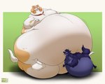 all_fours belly big_belly big_butt blush butt claws collar collar_only duo fangs feral fur huge_belly hyper hyper_belly immobile male morbidly_obese morbidly_obese_feral morbidly_obese_male nude obese obese_feral obese_male open_mouth overweight overweight_feral overweight_male paws raised_tail sitting size_difference smile tail teeth tongue wide_eyed dino.d.dice belfort_and_lupin belfort_(belfort_and_lupin) lupin_(belfort_and_lupin) canid canine canis domestic_dog mammal wolf 2025 hi_res signature