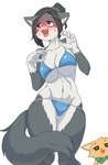 anthro big_breasts bikini black_body black_fur blue_bikini blue_clothing blue_eyes blue_swimwear blush breasts clothing collarbone duo female female_focus fur inner_ear_fluff kemono leg_markings male markings navel open_mouth socks_(marking) swimwear tail thigh_gap tuft two-piece_swimsuit white_body white_fur mintbananacake tsukareta-inu_no_anime reiko_oogami tsukareta-inu_(tsukareta-inu_no_anime) canid canine canis domestic_dog mammal wolf 2024 hi_res