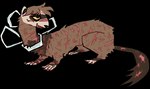 ambiguous_gender feral grin plastic scar simple_background smile solo transparent_background guncht jerry_(guncht) domestic_ferret mammal mustelid musteline true_musteline weasel alpha_channel