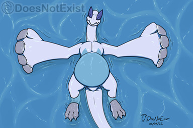 beak belly big_tail blue_body blue_skin claws countershading eyes_closed featureless_crotch feral grey_body grey_skin leg_markings lying male markings musclegut muscular on_back partially_submerged pecs reverse_countershading sleeping socks_(marking) solo tail toe_claws water white_body white_skin wings doesnotexist nintendo pokemon subscribestar styrm_(doesnotexist) generation_2_pokemon legendary_pokemon lugia pokemon_(species) digital_media_(artwork) hi_res signature watermark
