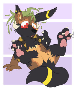 anthro anthro_to_feral bovid_horn caprine_horn feet feral foot_focus fur grass_hair hair_loss horn looking_at_own_foot male mid_transformation pawpads plant ram_horn solo toe_wiggle transformation detectivecoon nintendo pokemon kalei_(hydro19) eeveelution elemental_creature flora_fauna furred_kobold furred_scalie generation_2_pokemon hybrid kobold pokemon_(species) scalie umbreon hi_res