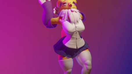 anthro bottomwear clothing female mawn open_mouth skirt solo yawn redpillvevo bandai_namco digimon digimon_(species) renamon sfw absurd_res animated hi_res short_playtime video