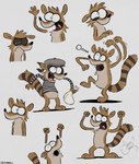 4_fingers anthro biped black_nose bottomless brown_body brown_fur clothed clothing fingers fur grey_background male markings open_mouth ring_(marking) ringed_tail simple_background solo standing striped_markings striped_tail stripes tail tail_markings sloppywulf cartoon_network regular_show rigby_(regular_show) mammal procyonid raccoon 2024 absurd_res hi_res multiple_images