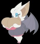 anthro big_breasts breasts cleavage clothed clothing female green_eyes huge_breasts hyper_ears looking_at_viewer solo wings kendalljt sega sonic_the_hedgehog_(series) rouge_the_bat bat mammal alpha_channel