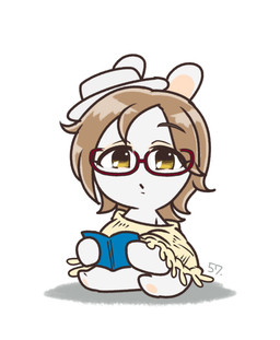 alternate_species anthro bangs book brown_eyebrows brown_hair clothed clothed_anthro clothed_female clothing eyebrow_through_hair eyebrows eyelashes eyewear featureless_crotch featureless_feet feet female female_anthro fur furrification glasses hair hat headgear headwear holding_book holding_object lidded_eyes light long_ears looking_at_book looking_at_object medium_hair mitten_hands noseless number open_mouth pawpads rabbidification reading reading_book red_eyewear red_glasses shawl simple_background sitting solo tan_eyelids tan_inner_ear tan_pawpads tan_shawl translucent translucent_hair white_background white_body white_clothing white_fur white_hat white_headwear yellow_eyes charisuke cygames idolmaster idolmaster_cinderella_girls raving_rabbids rayman_(series) ubisoft chinatsu_aikawa lagomorph mammal rabbid 2024 absurd_res colored crossover digital_drawing_(artwork) digital_media_(artwork) full-length_portrait hi_res japanese_description lighting portrait shaded simple_shading