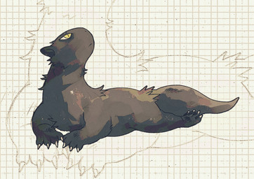 ambiguous_feral ambiguous_gender brown_body brown_fur feral fur lying on_front simple_background solo tan_background tiled_background yellow_eyes strawgoatcult gulonine mammal marten mink mustelid musteline sable_(marten) true_musteline 2026 english_description full-length_portrait portrait