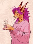 anthro breasts clothed clothing eyebrows eyelashes female hair purple_hair smile yellow_eyes lynjox felid feline lynx mammal 2022 3:4 digital_media_(artwork) hi_res