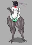 2_toes anthro beak black_head breasts clothing feathers feet female solo thick_thighs thong toes underwear white_body jovi_cap avian bird hi_res