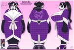 anthro big_breasts breasts clothed clothing female fur hair huge_breasts lips nipple_outline overweight simple_background solo standing tail text thick_thighs white_body white_fur wide_hips drxii bahm-bu bear giant_panda mammal ursine digital_media_(artwork) english_text hi_res model_sheet