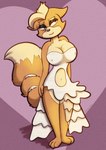 after_transformation anthro breasts clothing crossgender dress female gender_transformation nipple_outline solo transformation respecies nintendo star_fox fox_mccloud canid canine fox mammal hi_res