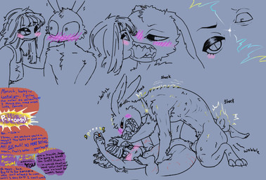 anthro bite_mark blush breasts collar dominant dominant_female duo electrostimulation female female_on_anthro female_penetrated flirting from_front_position hair hand_on_leg hand_on_thigh human_on_anthro interspecies larger_male long_tongue lying male male/female male_penetrating male_penetrating_female missionary_position on_back orgasm orgasm_denial penetration pinned pulling_hair rough_sex scratches seductive sex sharp_teeth shock_collar shocked short_hair size_difference small_breasts smaller_female speech_bubble submissive submissive_male teeth tongue touching_hair vaginal vaginal_penetration wounded kibbykannoli glitch_productions the_amazing_digital_circus jax_(tadc) pomni_(tadc) hare human lagomorph leporid mammal rabbit comic hi_res