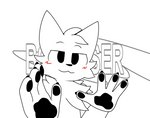 4_fingers :3 anthro blush blush_lines cheek_tuft claws facial_tuft fingers fluffy fluffy_shoulders fur half-closed_eyes humor looking_at_viewer male narrowed_eyes pawpads pose shitpost smile smiling_at_viewer solo text tuft white_body white_fur blaki_raiper boy_kisser_(meme) mr_beast_(meme) silly_cat_(mauzymice) domestic_cat felid feline felis mammal digital_media_(artwork) english_text meme monochrome reaction_image