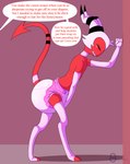 clothed clothing dialogue diaper diaper_fetish femboy feminization male masturbation speech_bubble text viziepop wearing_diaper secret_desires helluva_boss moxxie_(helluva_boss) humanoid imp absurd_res english_text hi_res