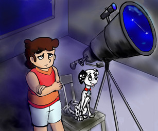 black_body black_ears black_fur black_spots bottomwear brown_hair chair clothing collar female feral fur furniture hair heterochromatic_ears human_ears male night red_collar shorts simple_background small_ears spots star telescope white_body white_bottomwear white_clothing white_fur white_shorts white_spots young tielgar 101_dalmatian_street 101_dalmatians 101_dalmatians:_the_series cartoon_network disney victor_and_valentino dylan_(101_dalmatians) valentino_calavera canid canine canis dalmatian domestic_dog human mammal 2022 crossover
