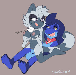 4_toes anthro anthro_on_anthro anthro_penetrated anthro_penetrating anthro_penetrating_anthro balls barefoot big_balls big_breasts big_penis blue_balls blue_body blue_hair blue_penis blue_scales bodily_fluids bouncing_breasts breasts canon_x_oc clitoris cute_fangs drooling duo fangs feet female female_anthro female_on_top female_penetrated fur genitals grey_body grey_fur grey_hair hair half-closed_eyes hand_on_breast humanoid_feet interspecies kerchief kneeling leg_grab looking_at_another looking_back looking_down looking_pleasured looking_up male male/female male_anthro male_on_bottom male_penetrating male_penetrating_female narrowed_eyes nipples nude on_bottom on_top onomatopoeia open_mouth penetration penis pink_nipples pink_vulva plantigrade pupils purple_eyes purple_pupils red_kerchief reverse_cowgirl_position saliva scales sex smile smirk sound_effects straddling tail_around_partner teeth text toes vaginal vaginal_penetration vulva yellow_sclera senshion idw_publishing sega sonic_the_hedgehog_(comics) sonic_the_hedgehog_(idw) sonic_the_hedgehog_(series) fan_character tangle_the_lemur ulti_(ultilix) lemur lizard mammal primate reptile ring-tailed_lemur scalie strepsirrhine 2021 absurd_res hi_res
