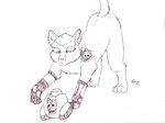 all_fours bracelet clothing ears_up feral fur gloves handwear inner_ear_fluff jewelry looking_surprised male mouth_closed nude paw_gloves paws raised_tail solo spiked_bracelet spikes tail tank tattoo tuft vehicle wide_eyed jimfoxx jojo's_bizarre_adventure killer_queen domestic_cat felid feline felis mammal 2018 signature