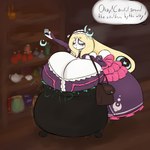 alternative_fashion anthro blonde_hair breast_expansion breasts cleavage clothed clothing expansion female goth gothic_lolita hair j-fashion lolita_(fashion) shocked solo speech_bubble text tiger-brows tsuki_bon_(jund_wabbit) lagomorph leporid mammal rabbit 1:1 comic hi_res