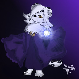anthro barefoot biped cape clothed clothing feet front_view fur_trim_(clothing) hair long_hair magic magic_user purple_background robe simple_background solo spell standing yellow_eyes sanxxieh alazian felid mammal pantherine snow_leopard 1:1 digital_media_(artwork) full-length_portrait portrait