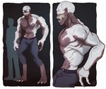 bulge clothed clothing male muscular not_furry pecs sharp_teeth solo teeth topless felixfellow judah humanoid monster 2017