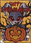 anthro card clothing costume eyelashes female floppy_ears food fruit fursuit holding_object holding_plant holiday_message holidays jack-o'-lantern looking_at_viewer multicolored_body offering_to_viewer open_mouth open_smile patch_(fabric) plant pumpkin red_eyes smile solo stitch_(sewing) whiskers white_body skylordlysander five_nights_at_freddy's five_nights_at_freddy's:_security_breach halloween scottgames steel_wool_studios vanny_(fnaf) lagomorph leporid mammal rabbit 2021 digital_drawing_(artwork) digital_media_(artwork)