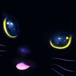 ambiguous_gender black_background black_body black_fur blep close-up feral fur galaxy_eyes glistening glistening_eyes simple_background solo star_in_pupils tongue tongue_out whiskers yellow_eyes yellow_sclera snoiifoxxo domestic_cat felid feline felis mammal 1:1 hi_res icon