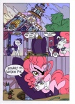 007 chair collar comic cutie_mark dialogue earth_pony english_text equid equine eye_patch eyewear felid female feral friendship_is_magic furniture hasbro hi_res horn horse mammal mohawkrex my_little_pony mythological_creature mythological_equine mythology opalescence_(mlp) pinkie_pie_(mlp) pony quadruped rarity_(mlp) scissors sewing_pin sitting tail text unicorn whysoseriouss wings