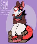 blue_eyes blush crate digitigrade eyewear eyewear_on_head goggles goggles_on_head kerchief prehensile_tail shy sitting tail furufoo american_opossum mammal marsupial virginia_opossum