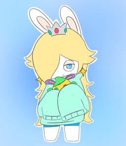 anthro arms_bent blonde_hair blue_background blue_bottomwear blue_clothing blue_eyes blue_shorts bottomwear closed_frown clothed clothed_anthro clothed_female clothing crown ear_piercing featureless_legs female female_anthro front_view frown frowning_at_viewer fully_clothed fully_clothed_anthro fully_clothed_female fur gem hair hair_over_eye headgear holding_object holding_plushie long_ears long_hair looking_at_viewer mitten_hands mouth_closed noseless outline piercing plushie ruby_(gem) sapphire_(gem) seam_(sewing) shorts simple_background sleeves_past_fingers solo standing star_ear_piercing straight_legs sweater tan_eyelids tan_inner_ear teal_clothing teal_sweater teal_topwear topwear white_body white_fur white_outline peypey_mei1925 mario_bros mario_plus_rabbids_sparks_of_hope nintendo raving_rabbids rayman_(series) ubisoft rabbid_rosalina lagomorph mammal rabbid 2023 colored crossover digital_drawing_(artwork) digital_media_(artwork) english_description full-length_portrait hi_res portrait shaded