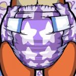 ambiguous_gender clothing diaper navel pattern_diaper purple_diaper solo blankieplush tio_(experiment626) alien 1:1 animated icon low_res short_playtime