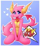 anthro anthrofied blue_background blue_eyes blush border breast_squish breasts duo female heart_symbol jewelry necklace nipples nude pink_body red_body simple_background smile solo_focus squish tail tongue tongue_out white_border inget activision mythology spyro_the_dragon ember_(spyro) flame_(spyro) dragon mythological_creature mythological_scalie scalie digital_media_(artwork) hi_res